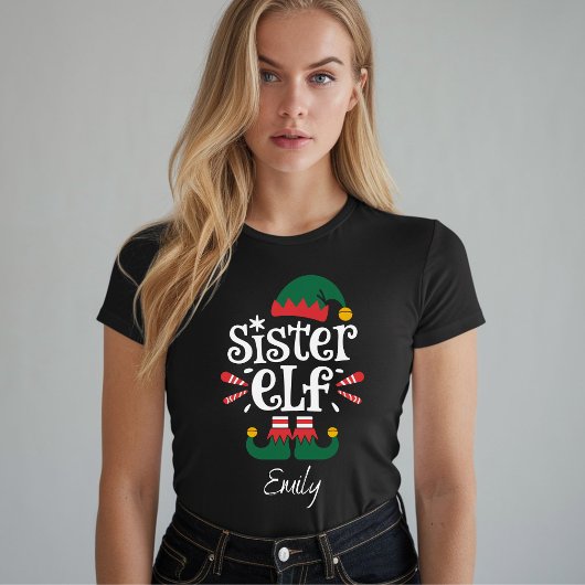Sister Elf Funny Elf Matching Christmas Gift T-shirt
