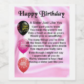 Sister Gedicht Wijnflesje Label - Happy Birthday Wijn Etiket (Enkel label)