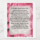 Sister Gedicht Wijnflesje Label - Roze Bloemen Wijn Etiket (Enkel label)