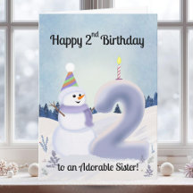 Sister Gefeliciteerd 2e Verjaardag Sneeuwpop Bouwe