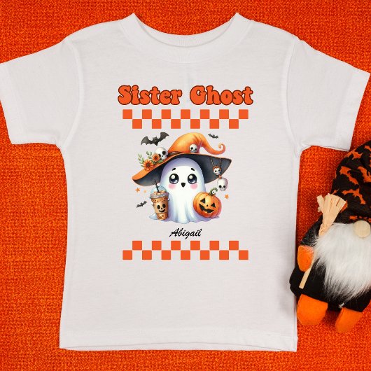 Sister Ghost Gepersonaliseerde Naam Halloween Gift T-shirt