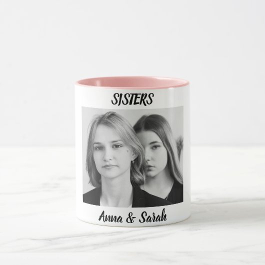 Sister Gift Mug with Photo & Name – Pink Cup Style Mok (Midden)