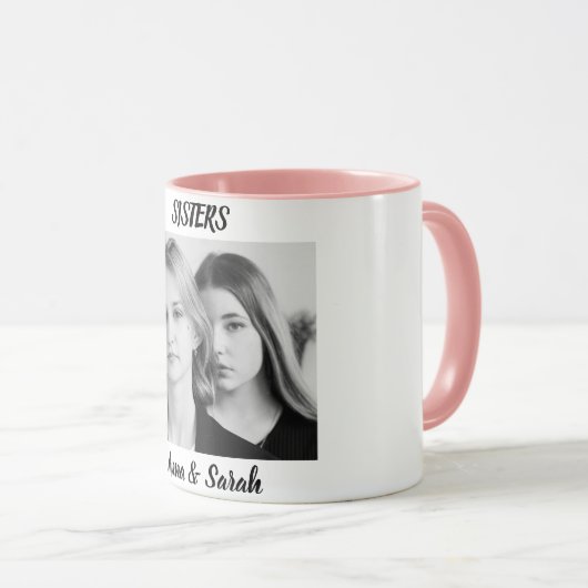 Sister Gift Mug with Photo & Name – Pink Cup Style Mok (Voorkant rechts)
