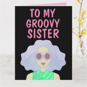 SISTER GROOVY 1960's BIRTHDAY-Wenskaart Kaart (Gele Bloem)