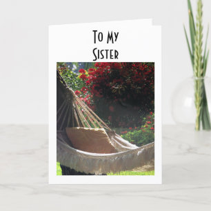 SISTER-HAMMOCK ZEGT-RELAX, ENJOY/HAPPY BIRTHDAY KAART