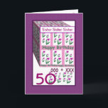 SISTER - Happy 50th Birthday Kaart<br><div class="desc">This card with its heart flowers is a cheerful way to wish a special someone a happy birthday. All text is customizable, so you can change out "Sister" for her name, change the year (and you just need to change it one time, and it will change throughout the whole card)....</div>