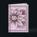 SISTER - Happy 50th Birthday - LAVENDER Flower Kaart<br><div class="desc">Deze kaart met de zachte pastelbloem en kant is een mooie manier om je zus geluk te wensen met zijn verjaardag!  Je kunt haar naam en leeftijd toevoegen om er een 1-van-een-soort kaart van te maken... speciaal!  Om meer van mijn verjaardagskaarten te zien,  zet je Zazzle's zoekvak in:  janglinart</div>