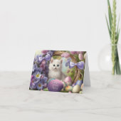 Sister Happy Easter Fluffy White Kitten Easter Kaart (Voorkant)