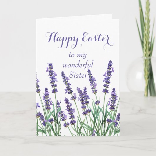 Sister Happy Easter Lavendel Spring Garden Flower Feestdagen Kaart (Voorkant)