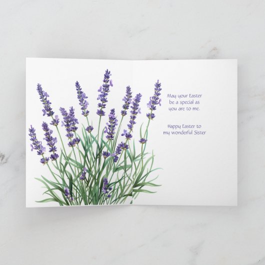 Sister Happy Easter Lavendel Spring Garden Flower Feestdagen Kaart (Binnen)