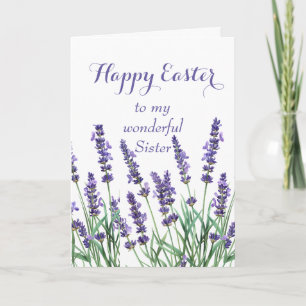 Sister Happy Easter Lavendel Spring Garden Flower Feestdagen Kaart