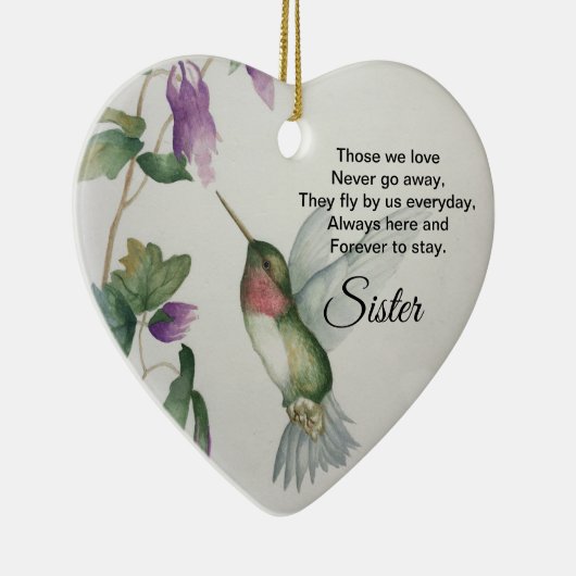 Sister Heart Memorial Never Go Away Bird Keramisch Ornament (Rechts)