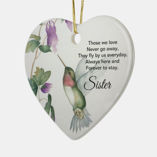 Sister Heart Memorial Never Go Away Bird Keramisch Ornament (Links)