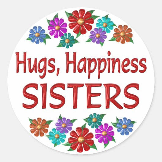 Sister Hugs Ronde Sticker (Voorkant)