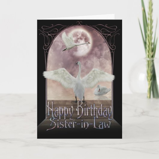 Sister-in-Law Birthday Card - Swans Kaart (Voorkant)
