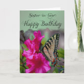 Sister-in-law / Gelukkige Verjaardag - Butterfly Kaart (Voorkant)