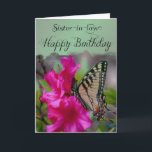 Sister-in-law / Gelukkige Verjaardag - Butterfly Kaart<br><div class="desc">Stuur je liefde en beste Verjaardagswensen naar je schoonzus in dit prachtige wenskaarten ontwerp van een zwart-witte vlinder op een mooie roze bloem met een pastelgroene rand. Een binnenste kaartvers is inbegrepen voor uw gebruik of u kunt het verder aanpassen met het toevoegen van uw eigen gevoelens ... ©SmudgeArt -...</div>