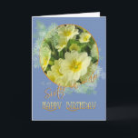 Sister in Law Happy Birthday Primrose Blauw en Ja Kaart<br><div class="desc">Primroses en Blue zijn een klassieke combinatie voor deze elegante verjaardagskaart. U kunt de binnenkant vers aanpassen met uw eigen sentiment of voeg een naam binnen. Het is gemakkelijk om het echt op maat te maken.</div>