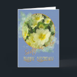 Sister in Law Happy Birthday Primrose Blauw en Ja Kaart<br><div class="desc">Primroses en Blue zijn een klassieke combinatie voor deze elegante verjaardagskaart. U kunt de binnenkant vers aanpassen met uw eigen sentiment of voeg een naam binnen. Het is gemakkelijk om het echt op maat te maken.</div>