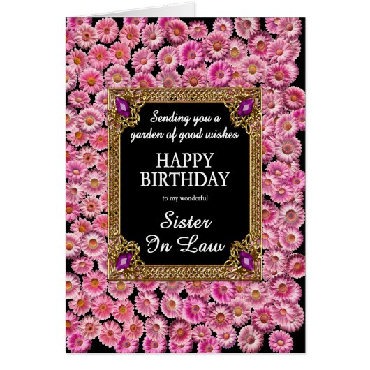 Sister-in-law Verjaardag Roze Daisies (Voorkant)