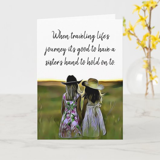 Sister Love Support en Aanmoediging Kaart (Gele Bloem)