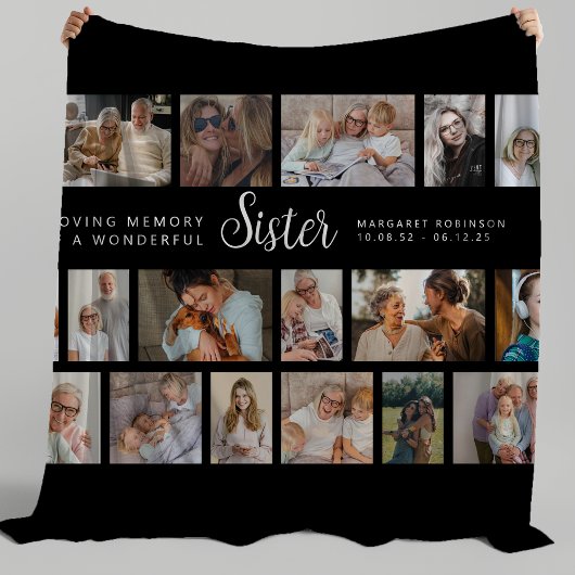 Sister Memorial 18 Photo Collage Fleece Deken