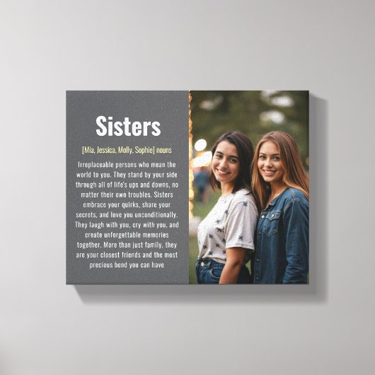 Sister Memorial Definitie Aangepaste Acryl Keepsak Canvas Afdruk (Voorkant)