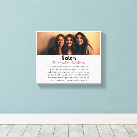 Sister Memorial Definitie Aangepaste Acryl Keepsak Canvas Afdruk (Insitu (Houten vloer))