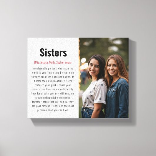 Sister Memorial Definitie Aangepaste Acryl Keepsak Canvas Afdruk (Voorkant)