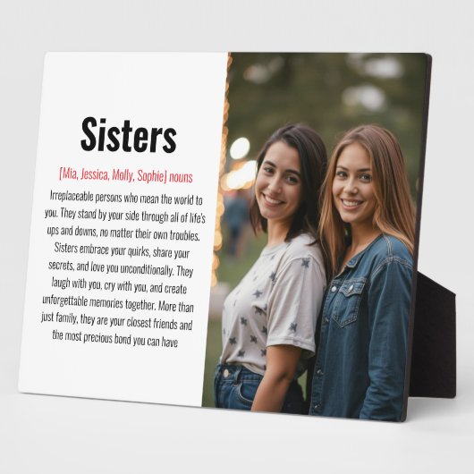 Sister Memorial Definitie Aangepaste Acryl Keepsak Fotoplaat (Zijkant)