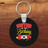 Sister Of The Birthday Boy Matching Family Party B Sleutelhanger (Voorkant)
