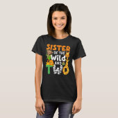 Sister Of The Wild and Two 2 Zoo Theme Party Safar T-shirt (Voorkant volledig)