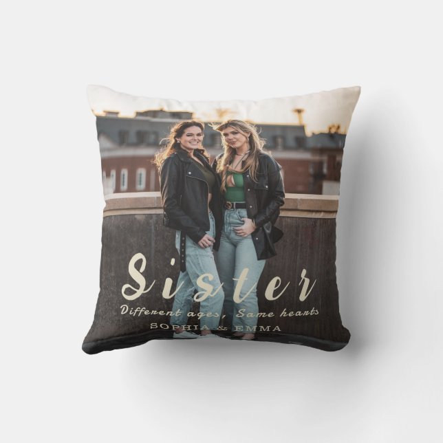 Sister Photo Collage Pillow – Same Hearts Always Kussen (Achterkant)