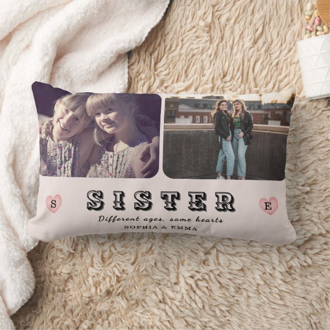 Sister Photo Pillow – Different Ages, Same Hearts Kussen (Deken)