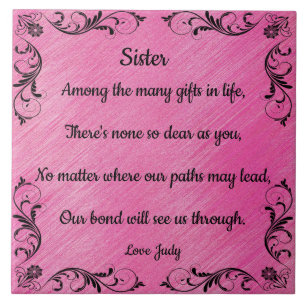 SISTER QUOTE CERAMIC TILE TEGELTJE