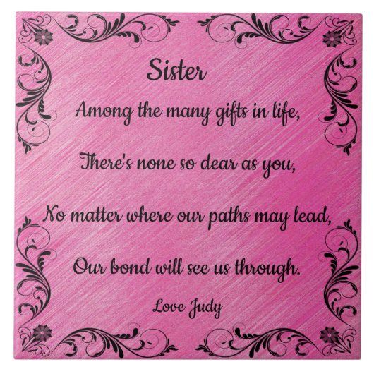 SISTER QUOTE CERAMIC TILE TEGELTJE (Voorkant)