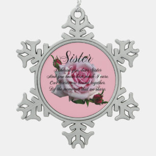SISTER QUOTE TIN SNEEUWVLOK ORNAMENT
