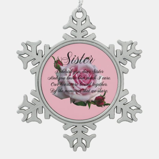 SISTER QUOTE TIN SNEEUWVLOK ORNAMENT (Voorkant)