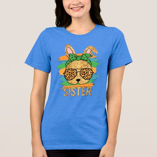 Sister Rabbit with Glasses Custom Art Print Tri-Blend Shirt (Voorkant)