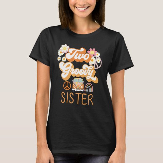 Sister Retro Rainbow Family Matching Parents' Day T-shirt (Voorkant)