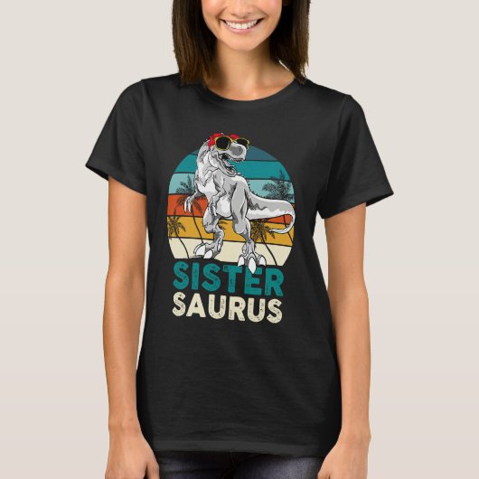 Sister Saurus Dinosaur Matching Family T Rex Vinta T-shirt (Voorkant)