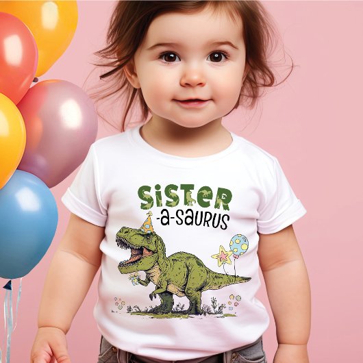 Sister-saurus Dinosaur Thema Kids Verjaardagsfeest T-shirt