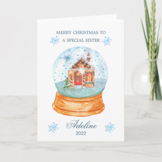 Sister Snow Wereldbol Gingerbrood kerst Feestdagen Kaart (Voorkant)