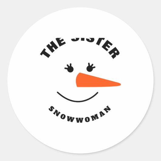 Sister Snowman Face Squad Matching Family Costume  Ronde Sticker (Voorkant)