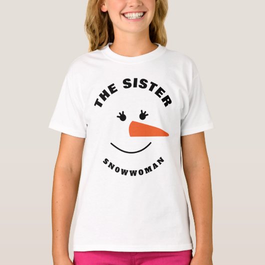 Sister Snowman Gezicht Squad Matching Familie Kost T-shirt (Voorkant)