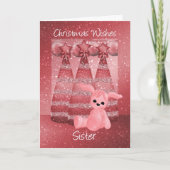 Sister Sparkle Christmas Wenskaart Dusky Pink Feestdagen Kaart (Voorkant)