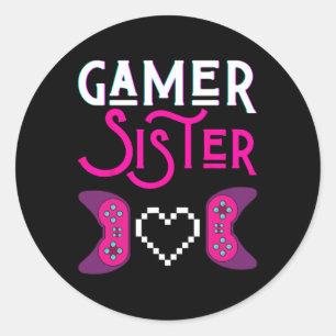 Sister Speelt Videospel Grappige Zusters Gaming Si Ronde Sticker