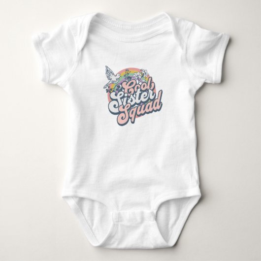 Sister Squad Peuter-Meisjes retro groovy regenboog Romper (Voorkant)