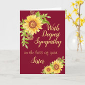 Sister Sympathy Floral Zonnebloem Bourgogne Kaart (Gele Bloem)