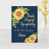 Sister Sympathy Waterverf Bloemen Zonnebloem Blauw Kaart (Gele Bloem)